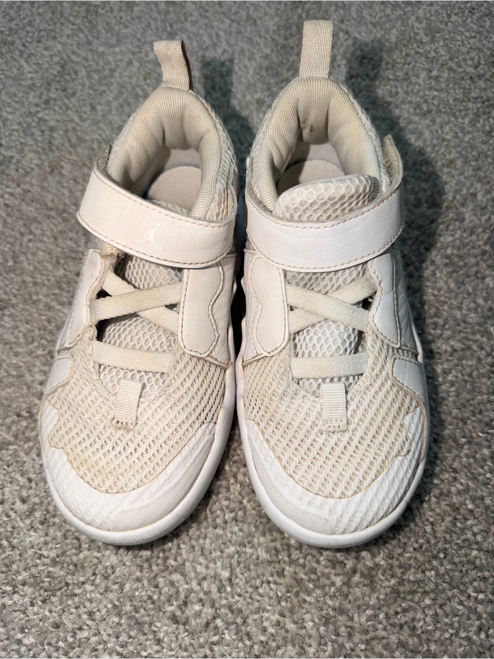 Nike Jordan Kids White Athletic Sneakers with Hook-and-Loop Strap